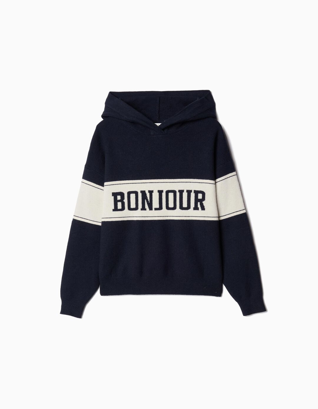 Sweatshirt Capuz Estampado, Menina, Azul Escuro