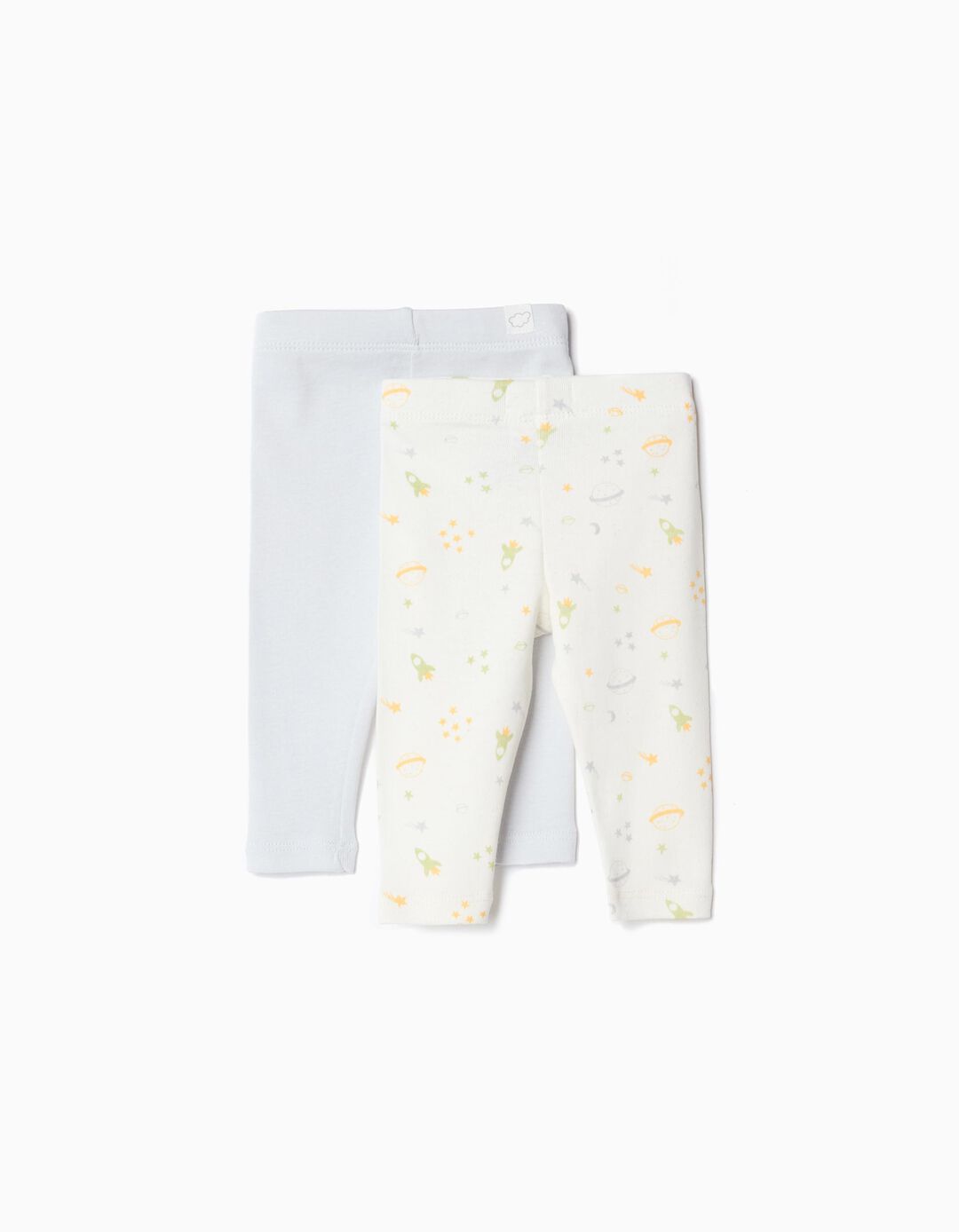 Pack 2 Leggings, Recém-nascido, Cinzento Claro/Bege Claro