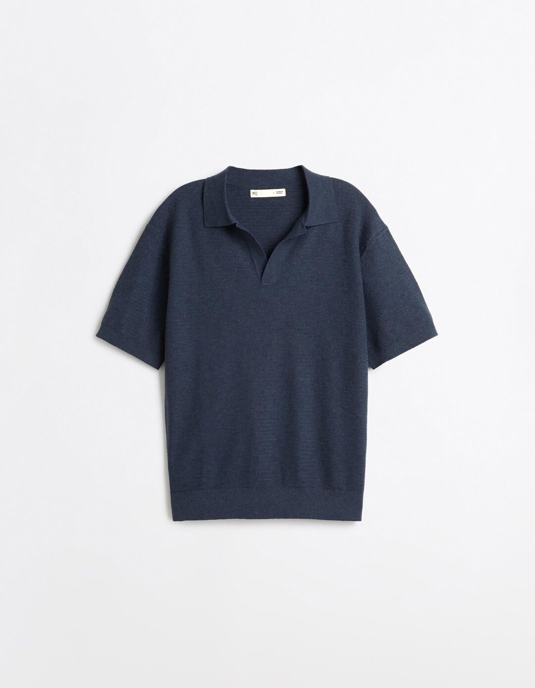 Polo De Malha Tricotada Com Linho, Homem, Azul Escuro
