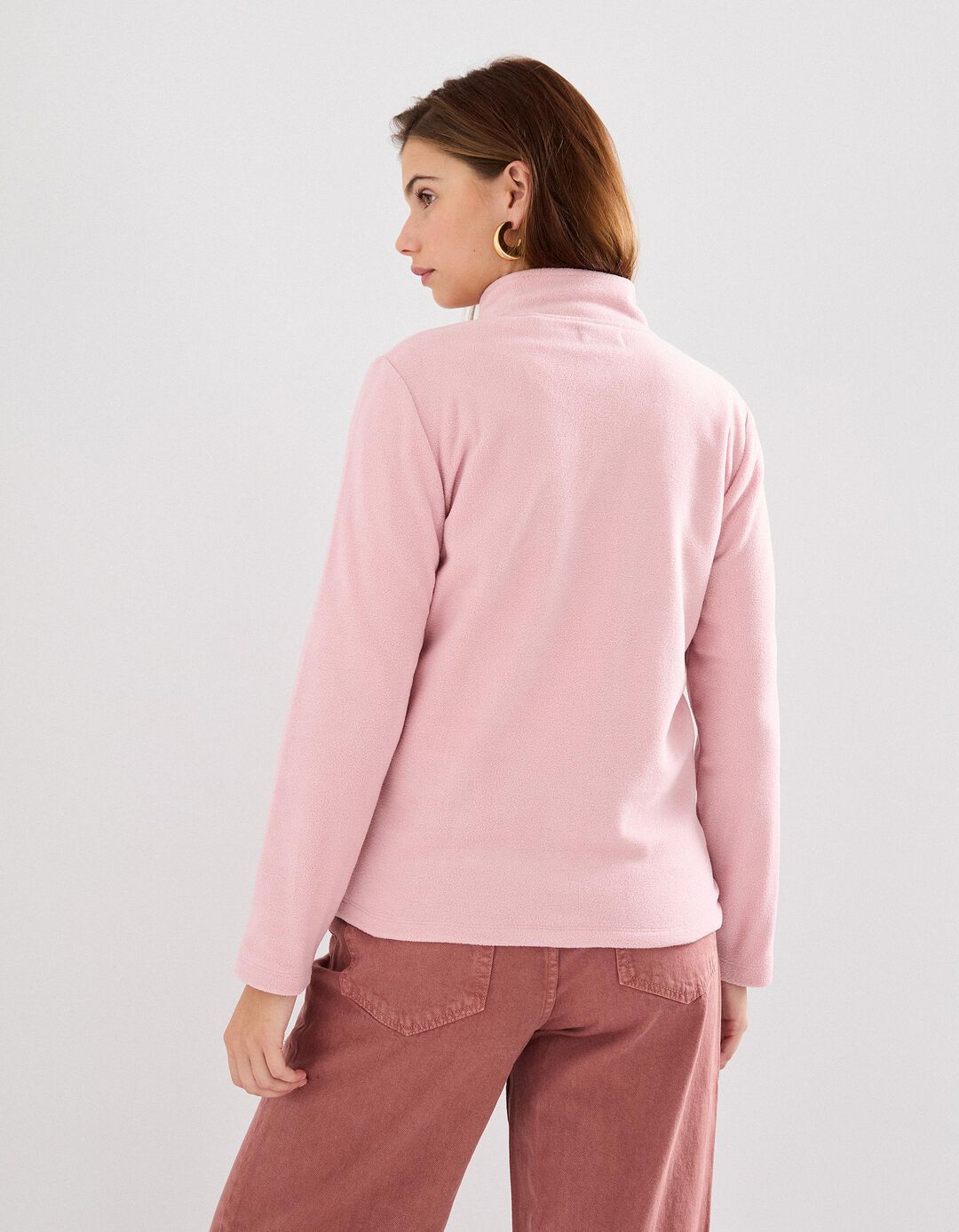 Camisola Polar com Fecho, Mulher, Rosa