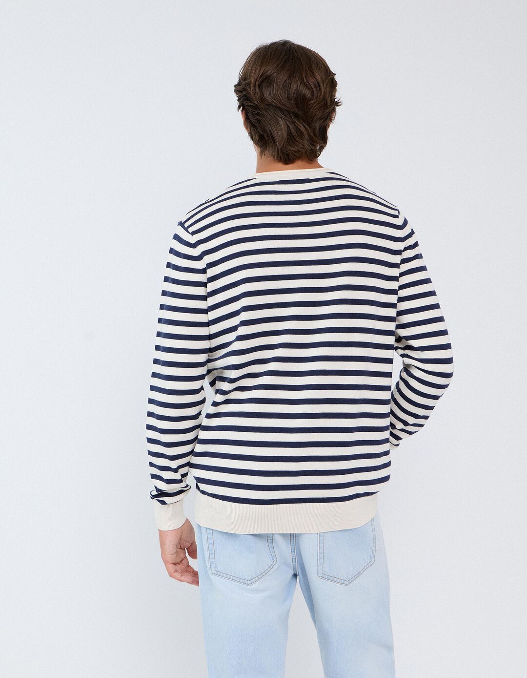 Camisola &Agrave;s Riscas, Homem, Branco
