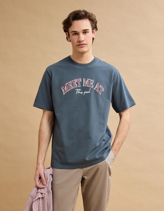 Comprar Online T-shirt Heavy Jersey Bordado, Homem, Azul Escuro
