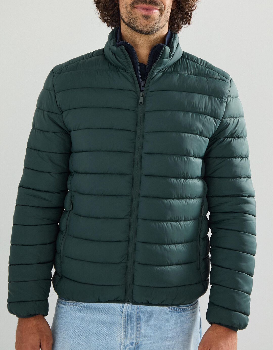 Casaco Acolchoado, Homem, Verde Escuro