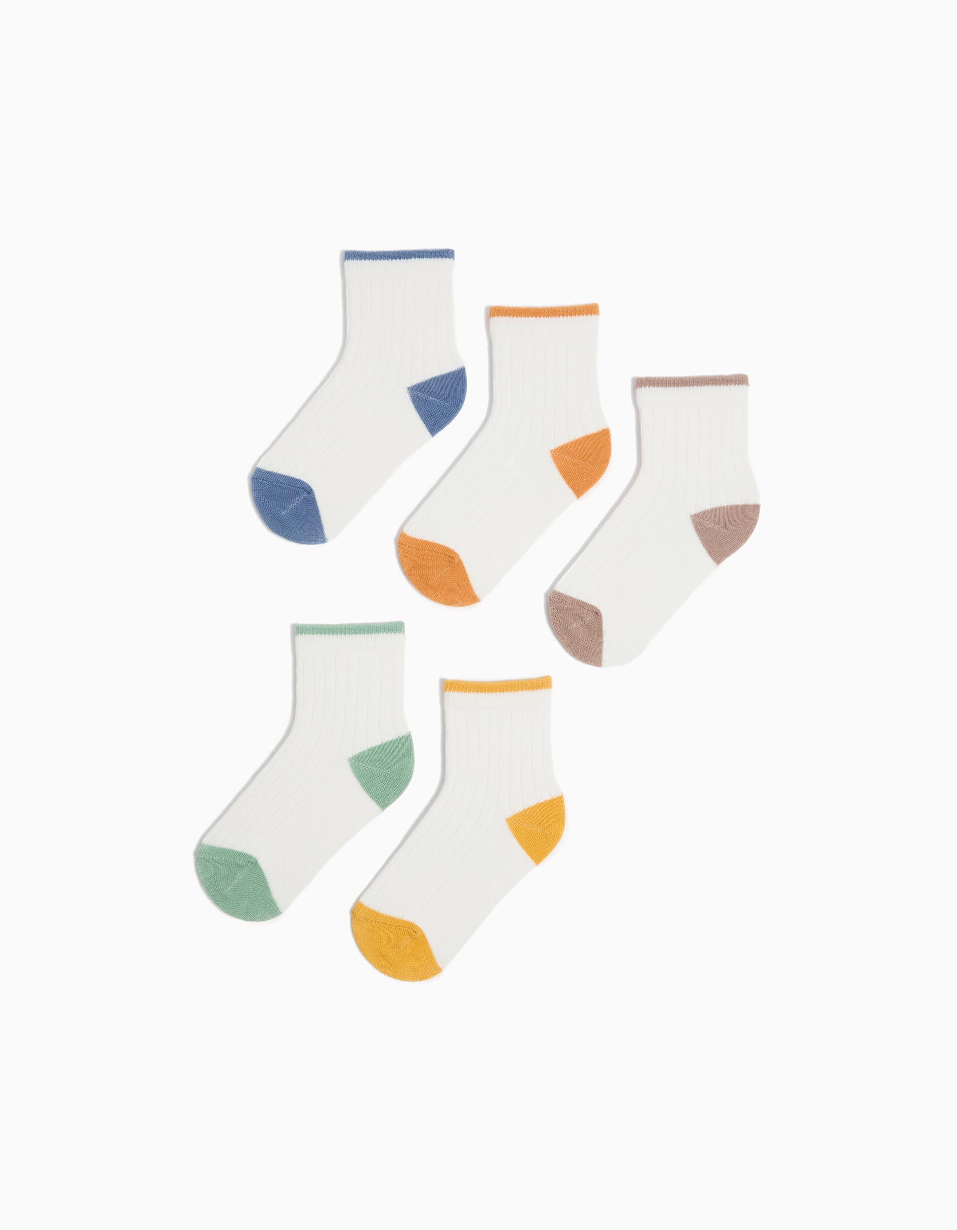 Comprar Online Pack 5 Pares de Meias Caneladas, Beb&eacute;, Multicor