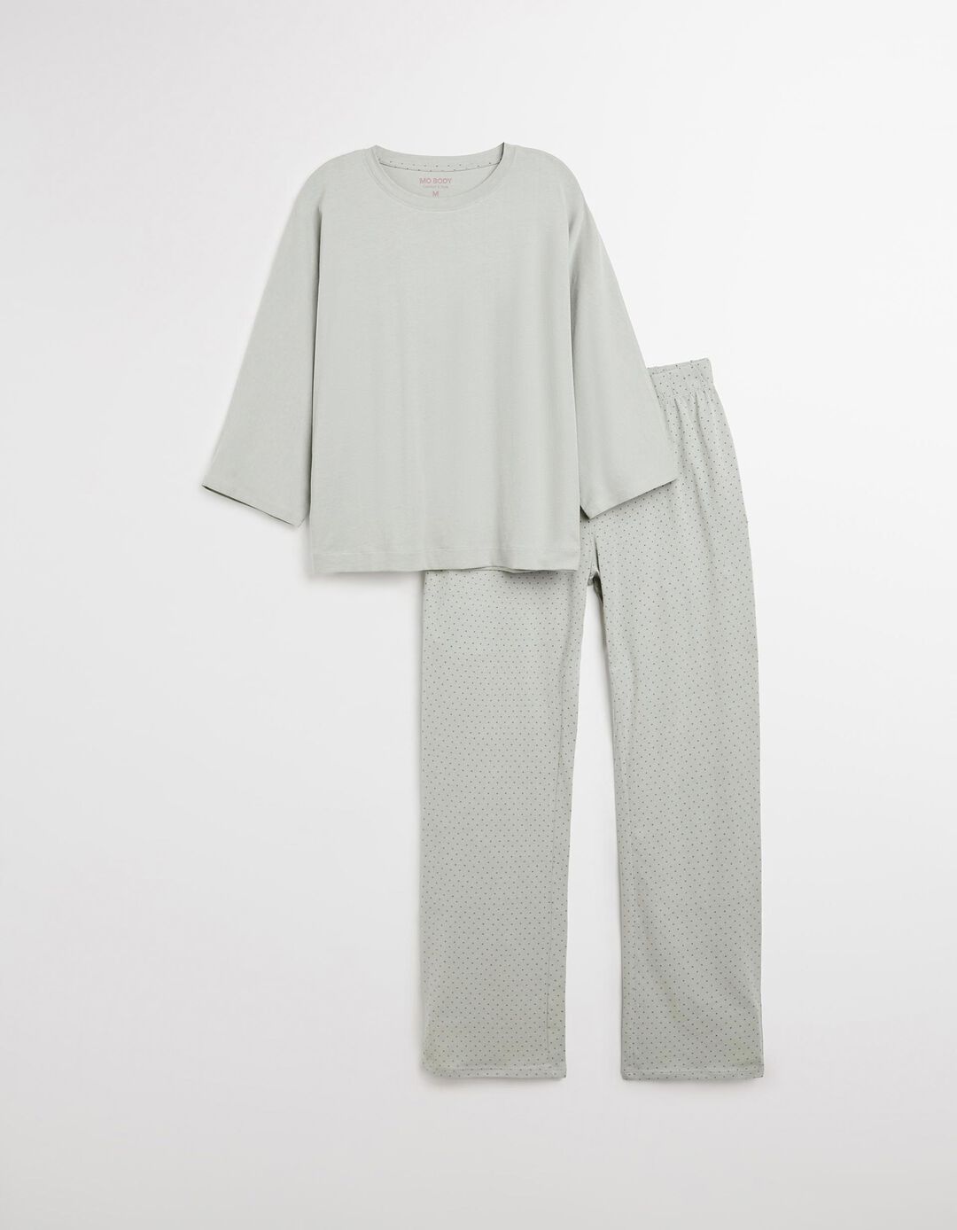 Pijama com Bolinhas, Mulher, Cinzento Claro