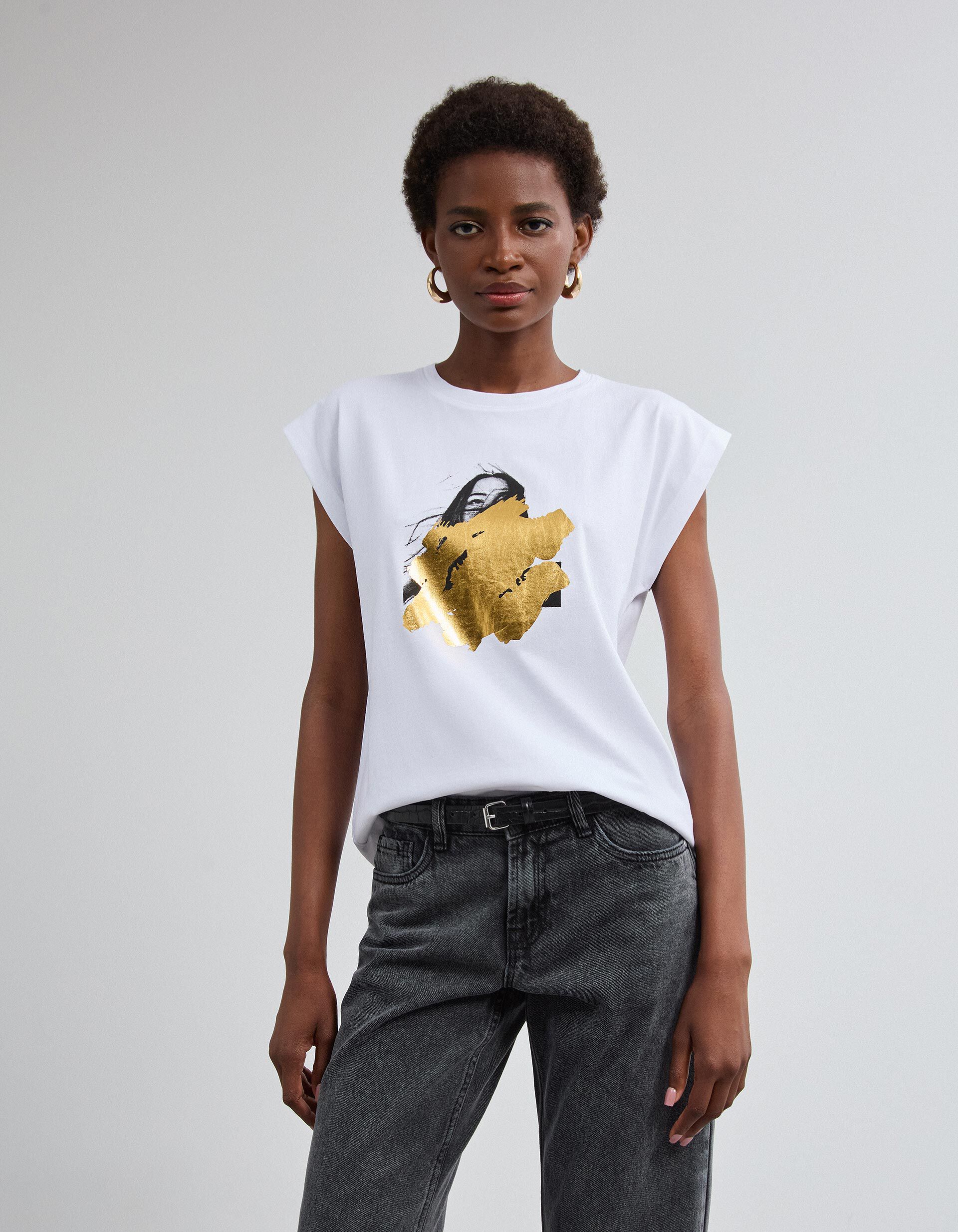 Comprar Online T-shirt Com Estampado Foil, Mulher, Branco