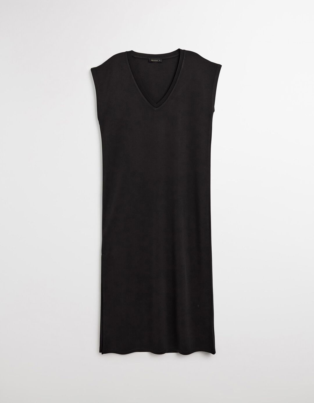 Vestido Comprido com Decote em V, Mulher, Preto