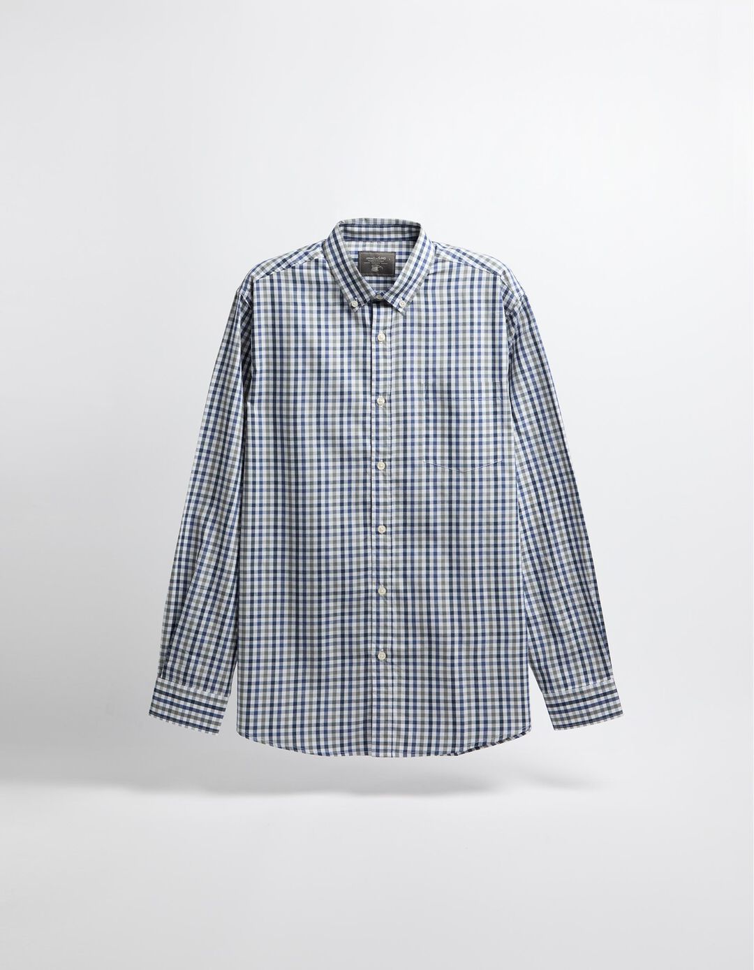 Camisa de Manga Comprida Popelina Xadrez, Homem, Bege
