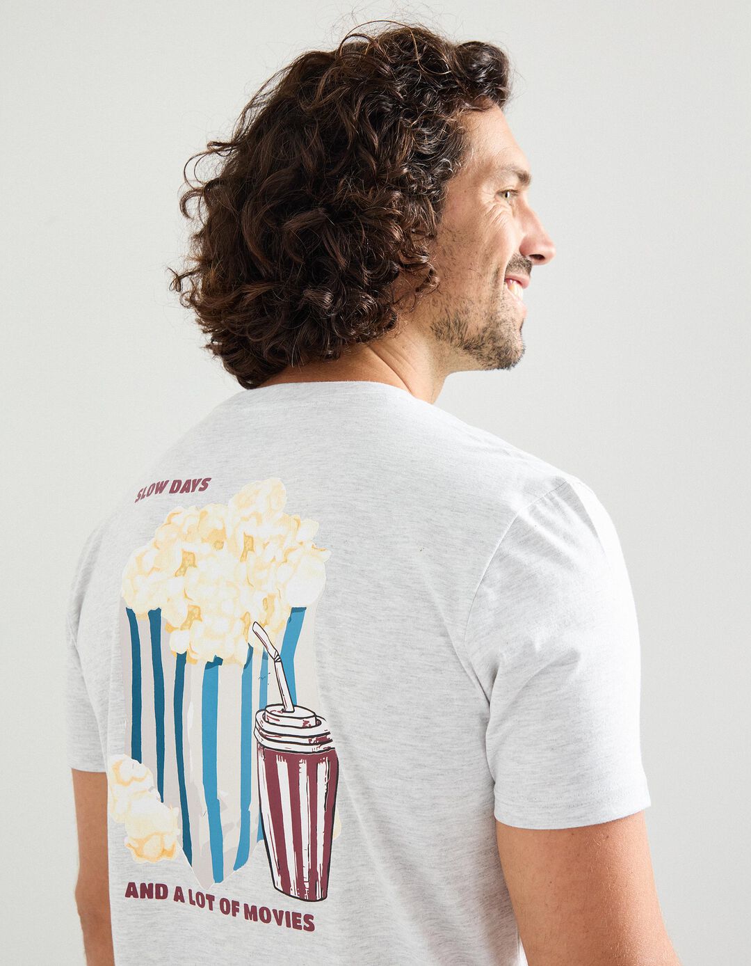 T-shirt Print, Homem, Cinzento Claro