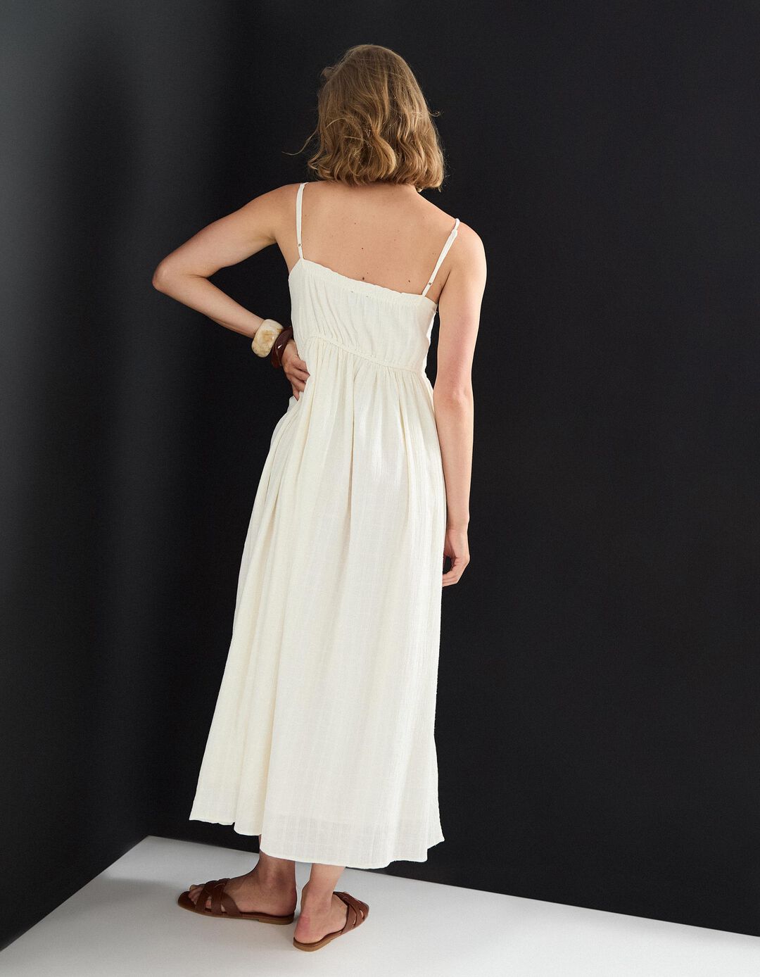 Vestido Comprido, Mulher, Bege Claro