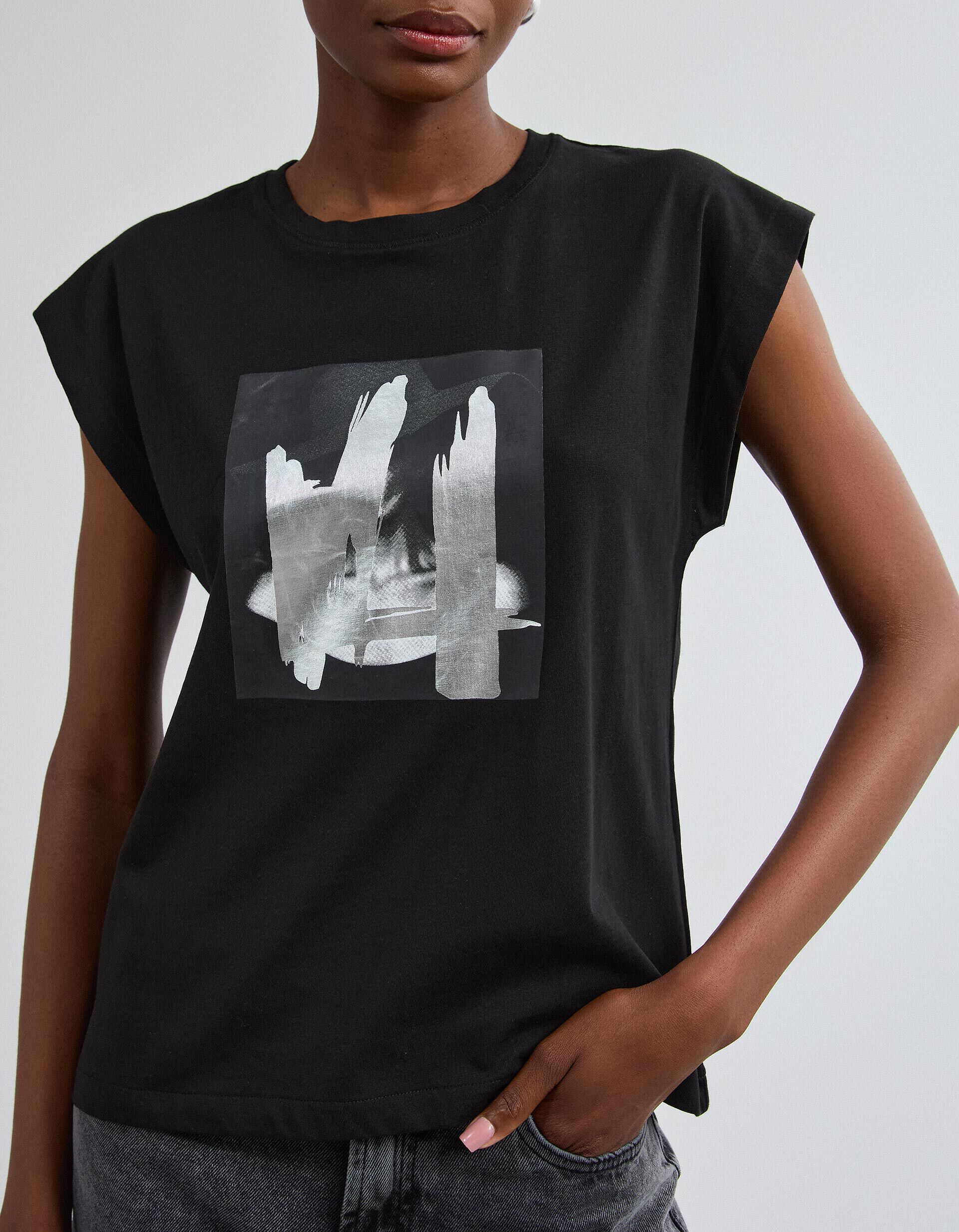 Comprar Online T-shirt Com Estampado Foil, Mulher, Preto