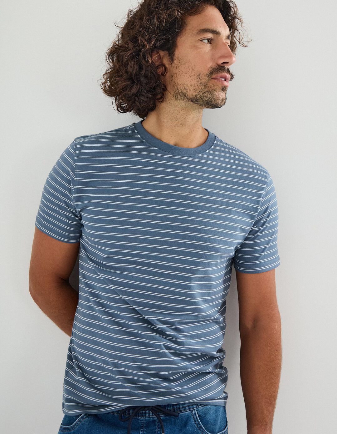 T-shirt Riscas, Homem, Azul