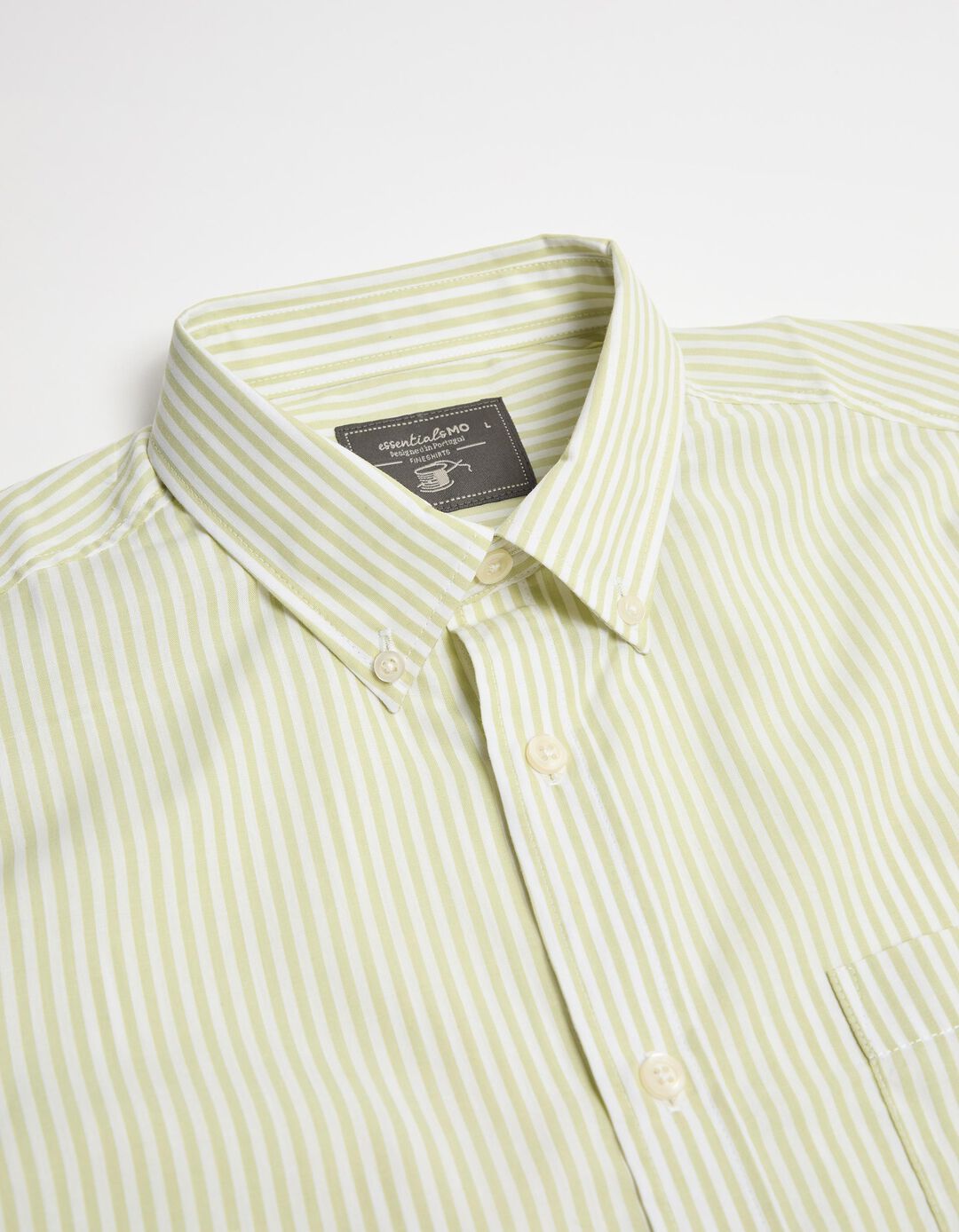 Camisa de Manga Curta Riscas, Homem, Verde Claro 