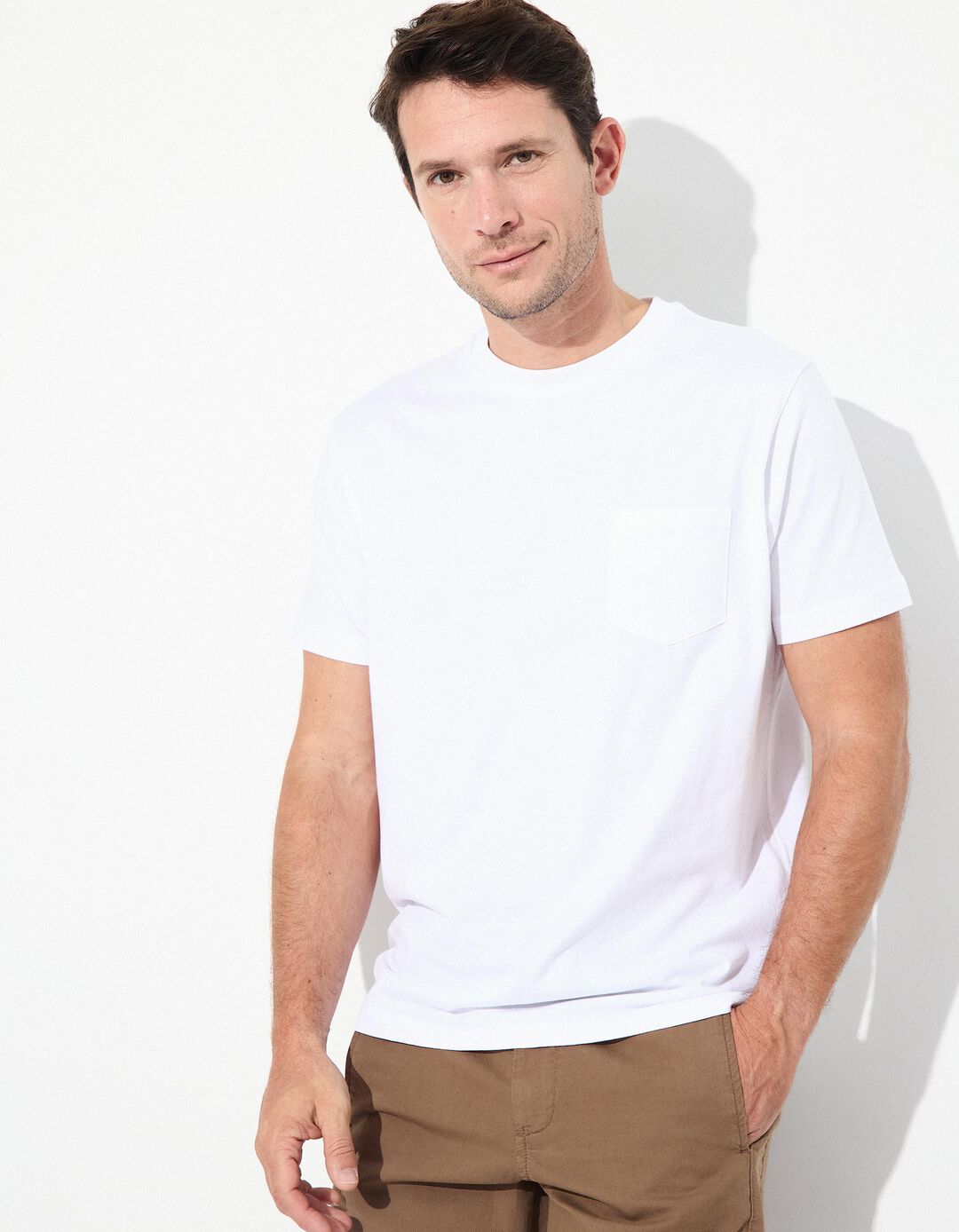 T-shirt Jersey com Bolso, Homem, Branco