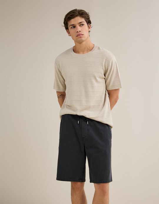 Comprar Online T-shirt Em Malha Tricotada, Homem, Bege