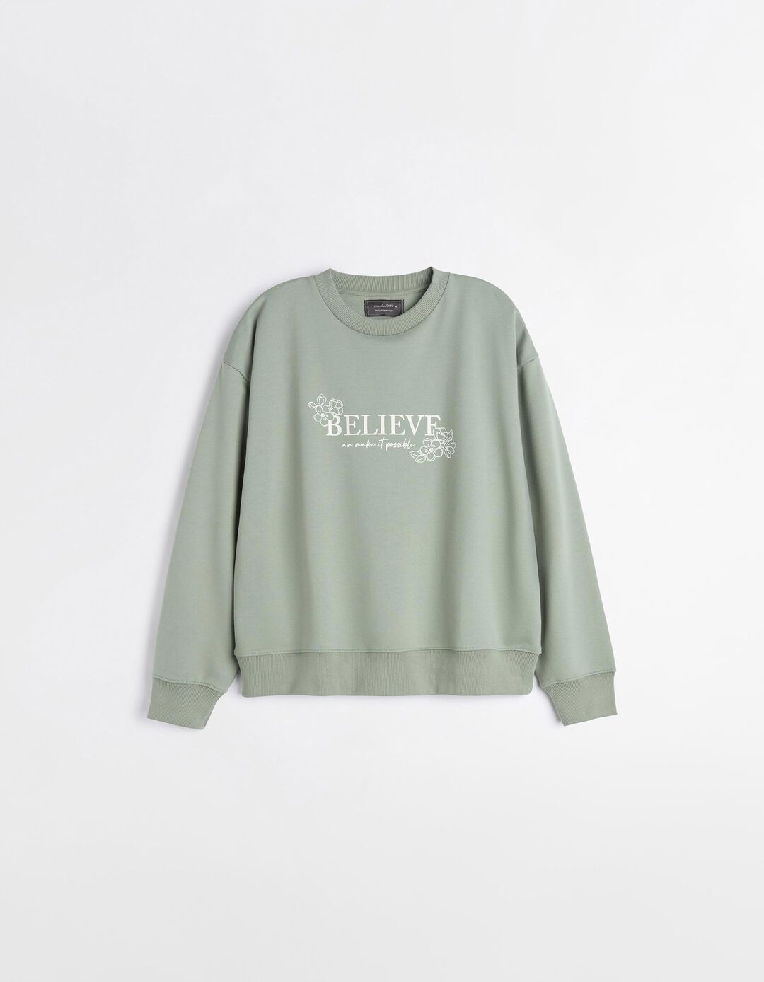 Sweatshirt Estampado, Mulher, Verde Claro