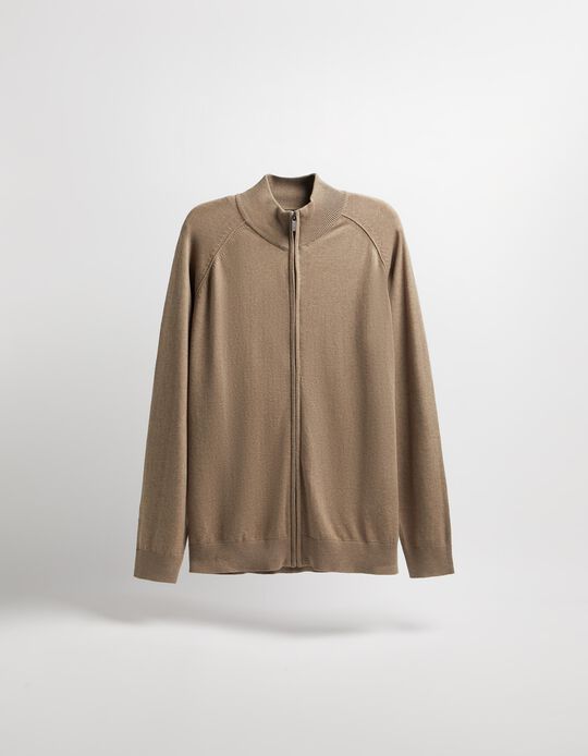 Comprar Online Casaco de Malha Fecho de Correr, Homem, Bege