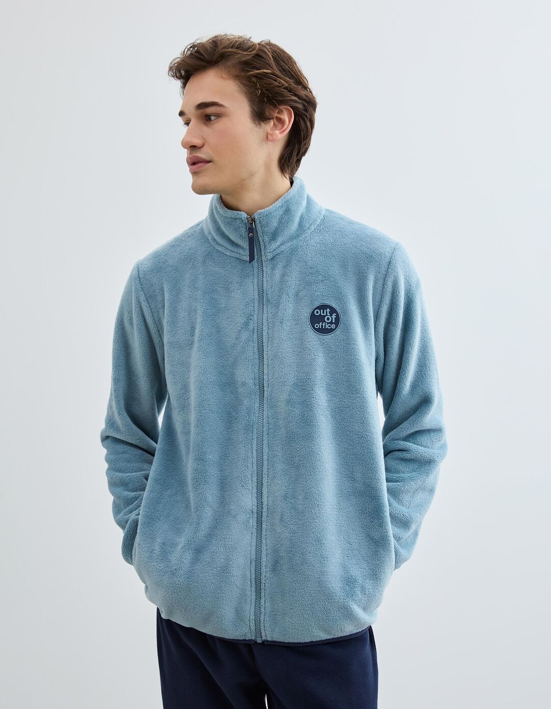 Casaco Polar Aveludado, Homem, Cinzento