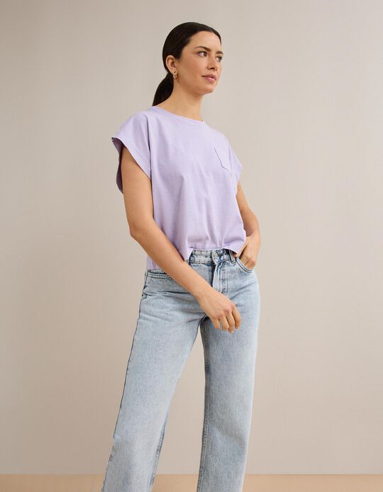 Comprar Online T-shirt Com Bolso, Mulher, Roxo Claro