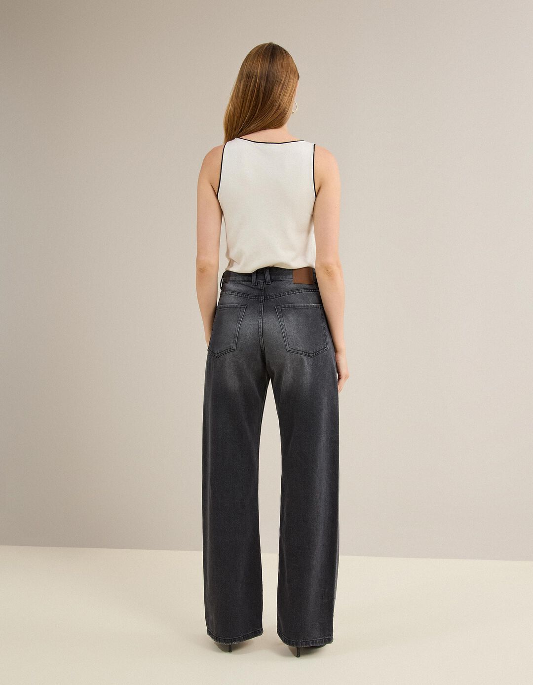 Cal&ccedil;as De Ganga 'Wide Leg', Mulher, Cinzento Escuro