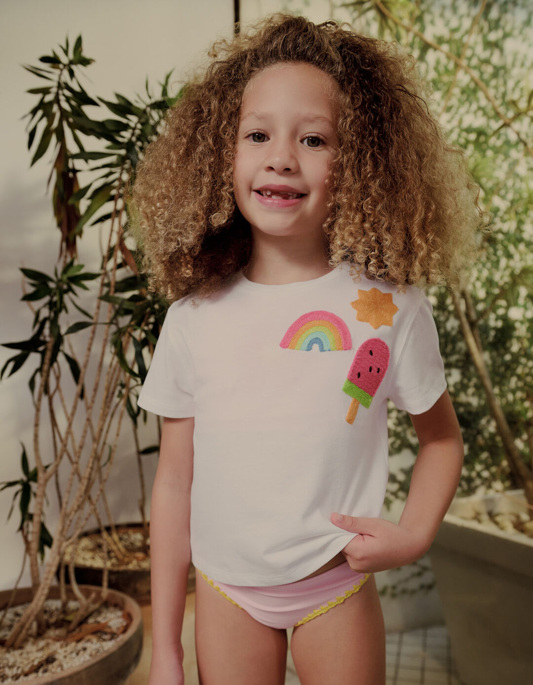 T-shirt, Menina, Branco