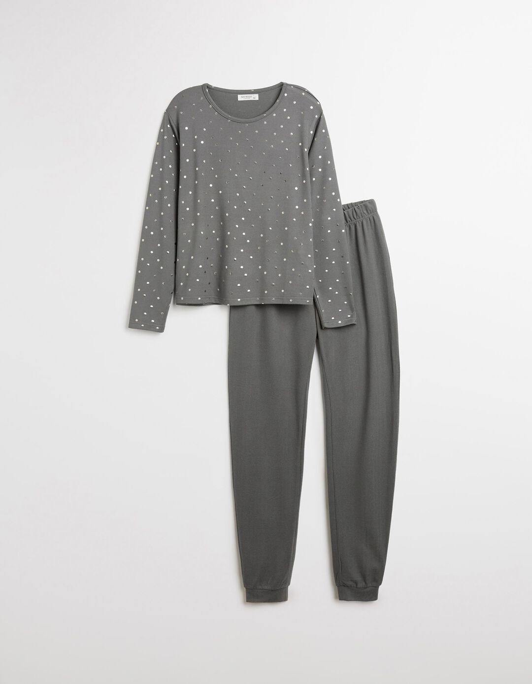 Pijama com Estampado Metalizado, Mulher, Cinzento Escuro