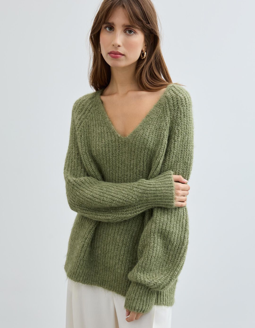 Camisola com L&atilde;, Mulher, Verde