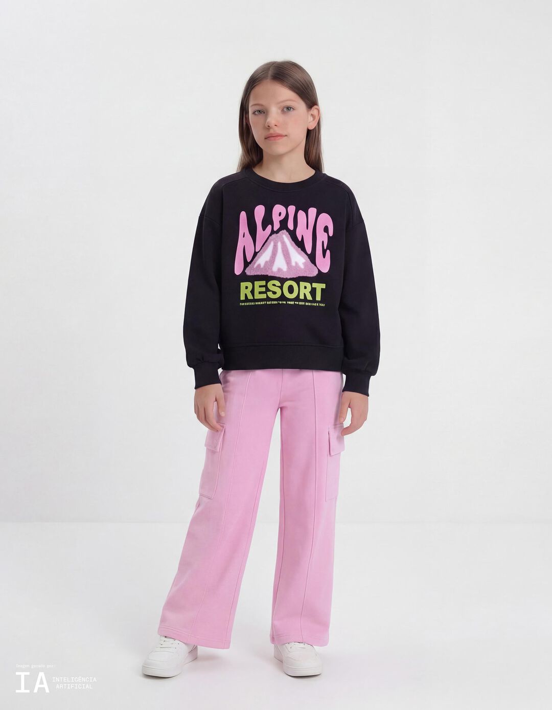 Cal&ccedil;as Cargo, Menina, Rosa Claro