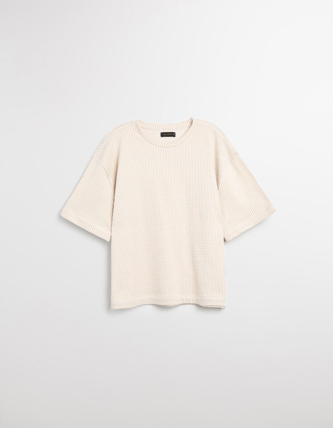 T-shirt Riscas, Mulher, Bege Escuro 