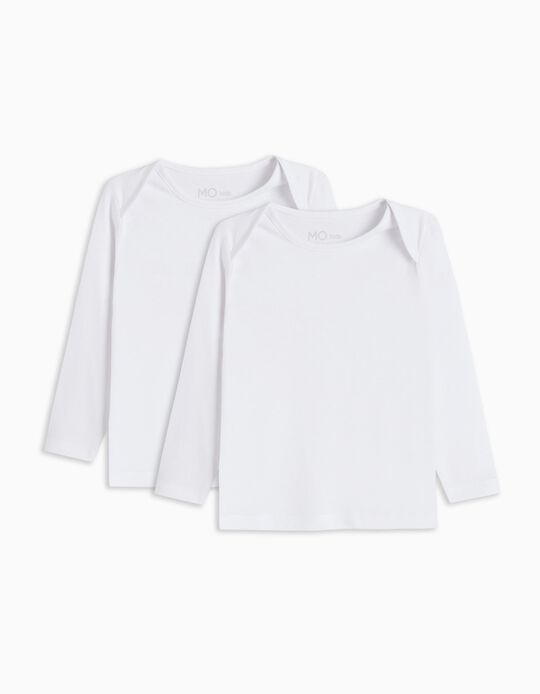 Comprar Online Pack 2 Camisolas Interiores de Manga Comprida, Bebé, Branco