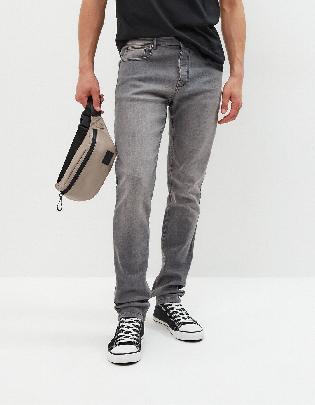 Cal&ccedil;as Skinny-fit, Homem, Cinza