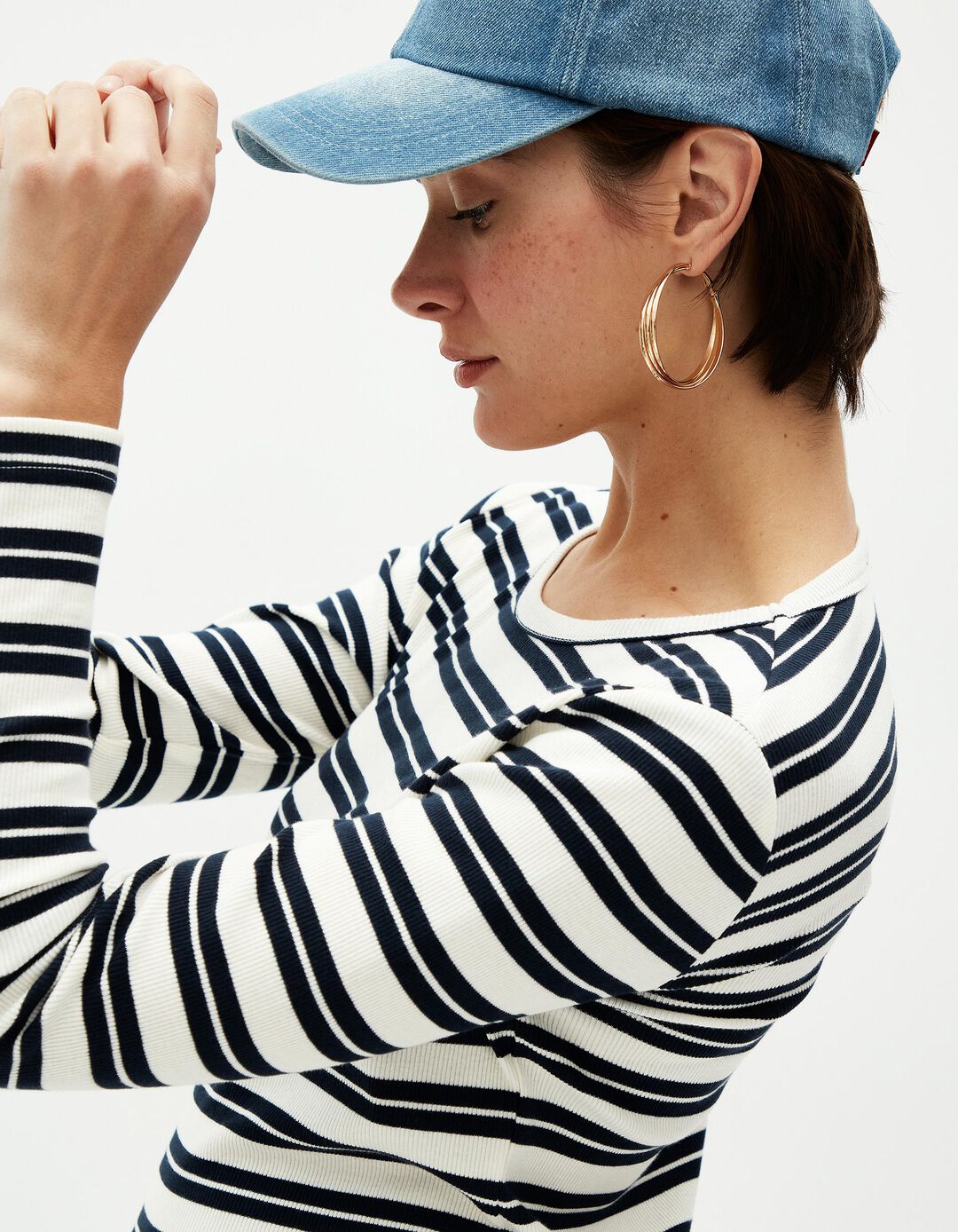 Camisola Riscas, Mulher, Azul Escuro