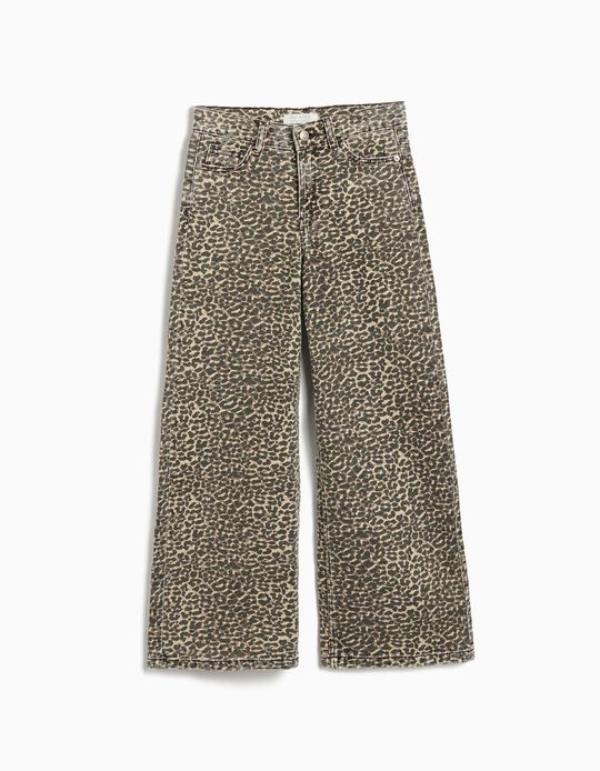 Comprar Online Calças Wide Leg de Animal Print, Menina, Castanho