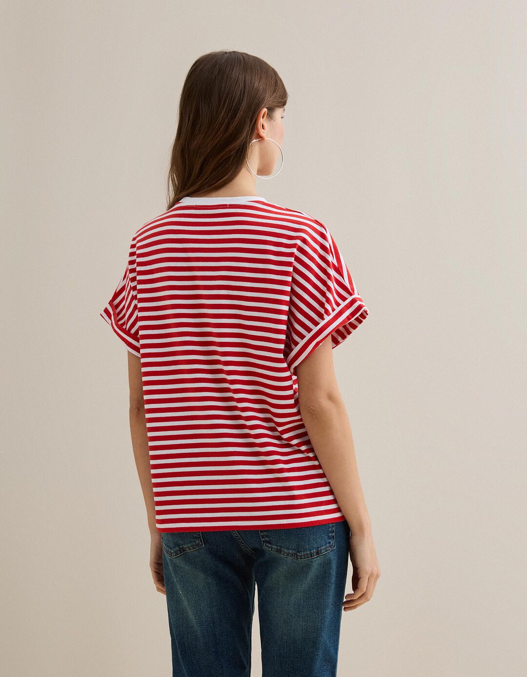 T-shirt Riscas, Mulher, Branco