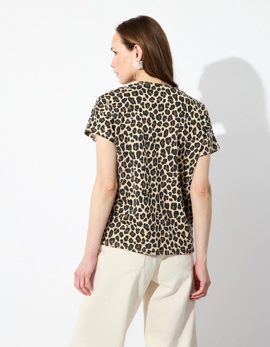 T-shirt Estampado, Mulher, Bege 