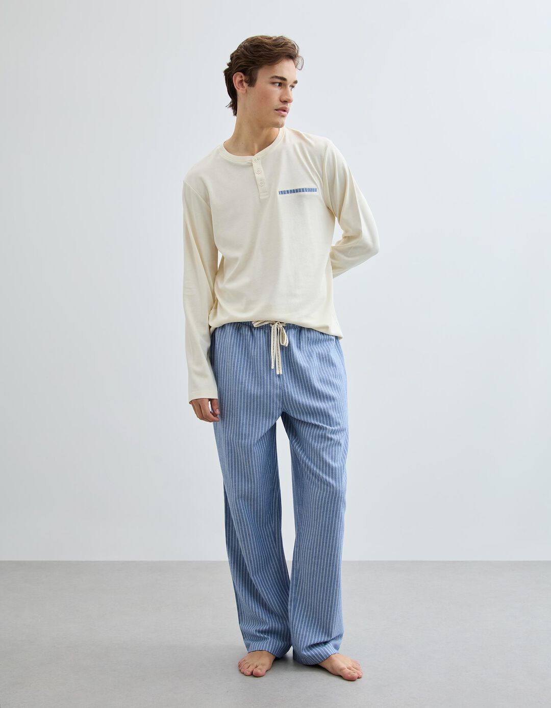 Pijama Riscas, Homem, Branco