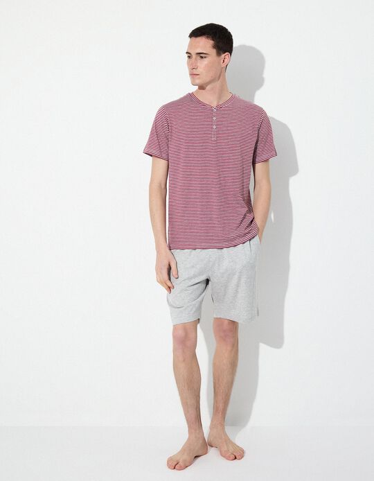Comprar Online Pijama Riscas, Homem, Vermelho Escuro 