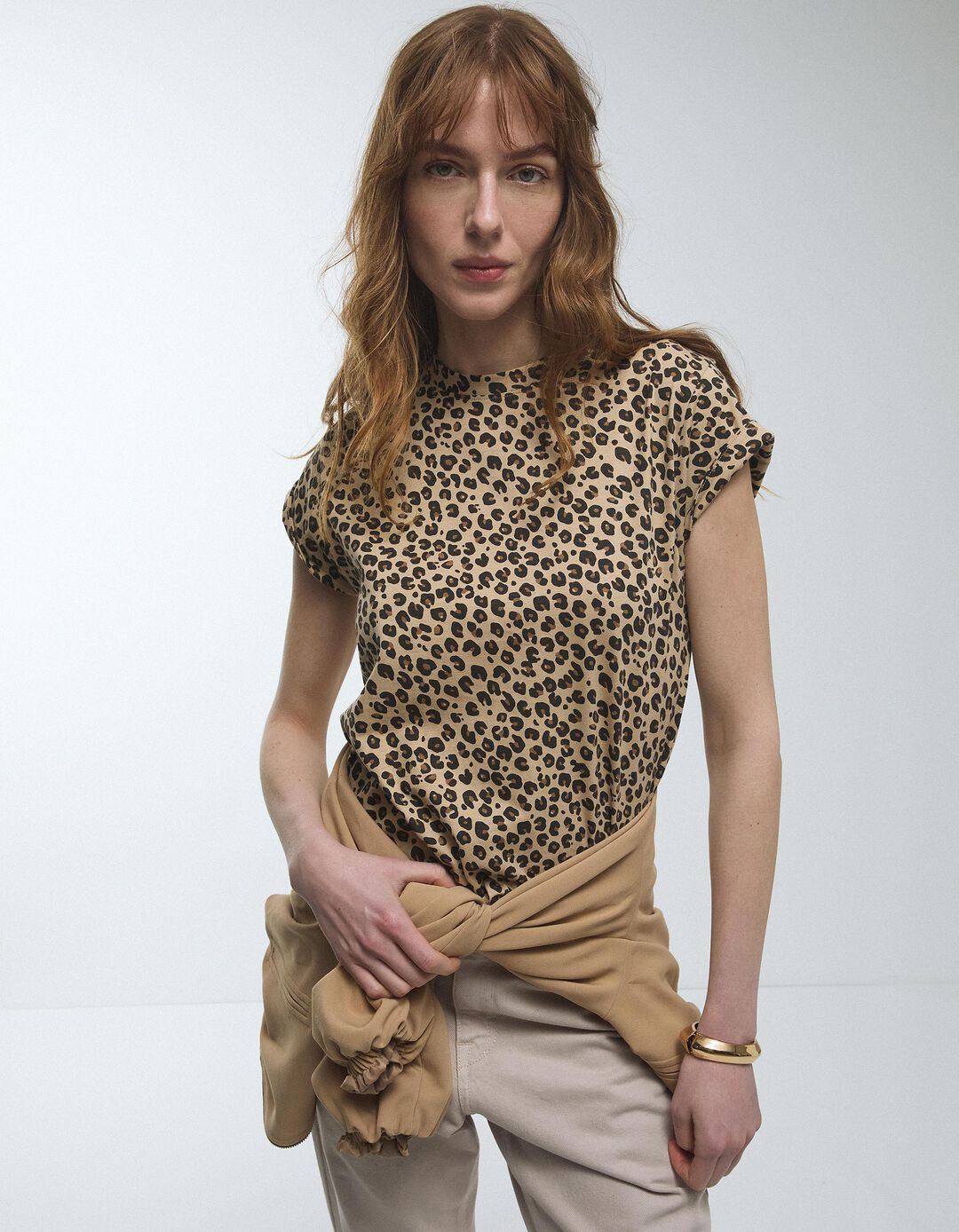 T-shirt Animal Print, Mulher, Bege