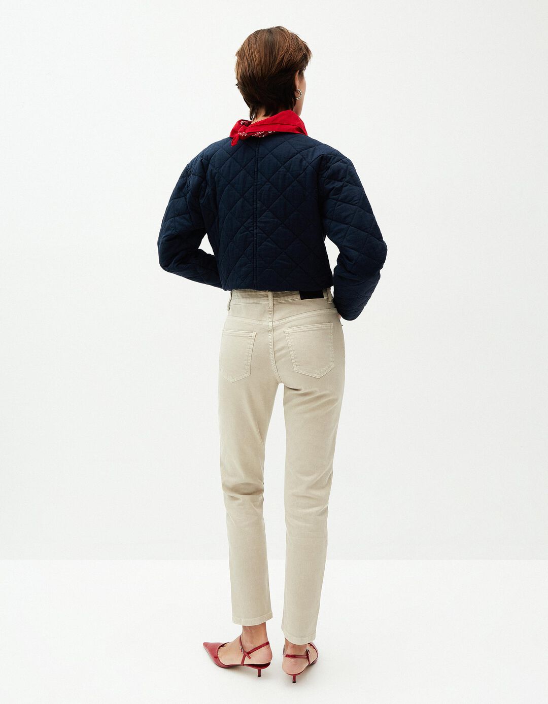 Jeans Slim Fit, Mulher, Bege Claro