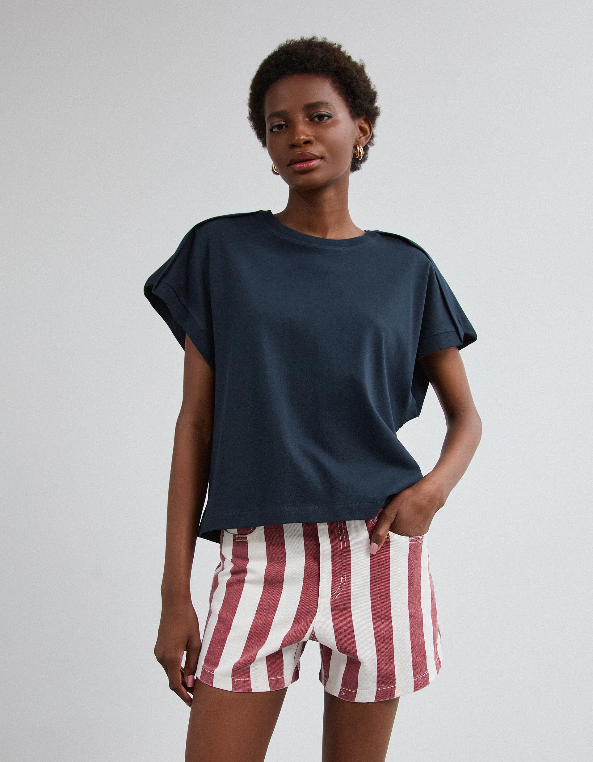 Comprar Online T-shirt Com Detalhe, Mulher, Azul Escuro