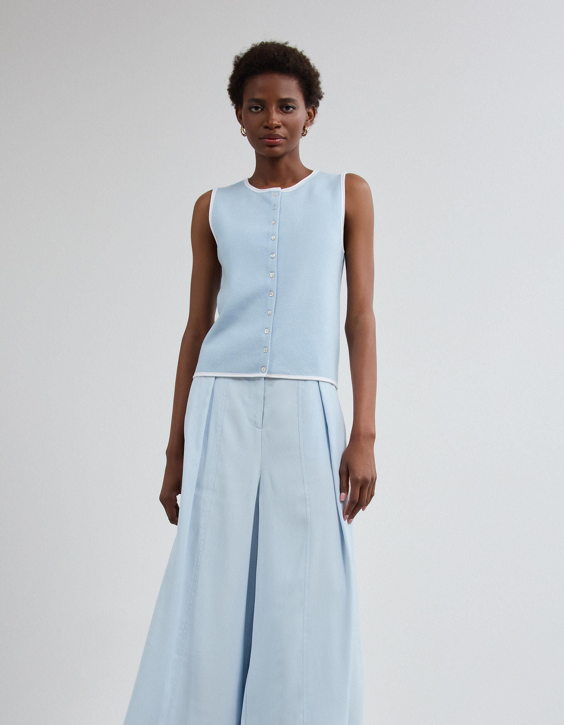 Comprar Online Colete Tricotado, Mulher, Azul Claro