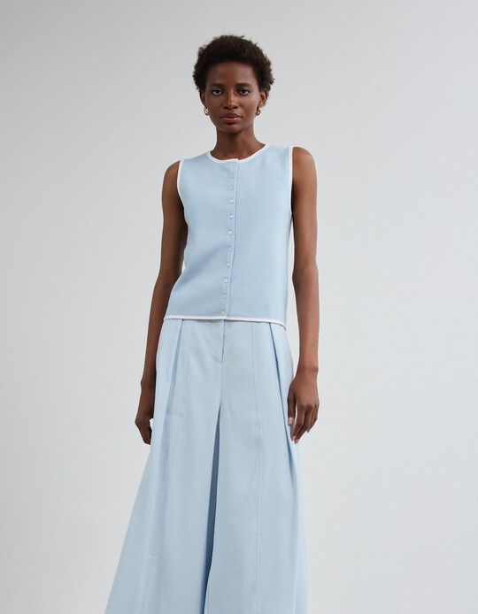 Comprar Online Colete Tricotado, Mulher, Azul Claro