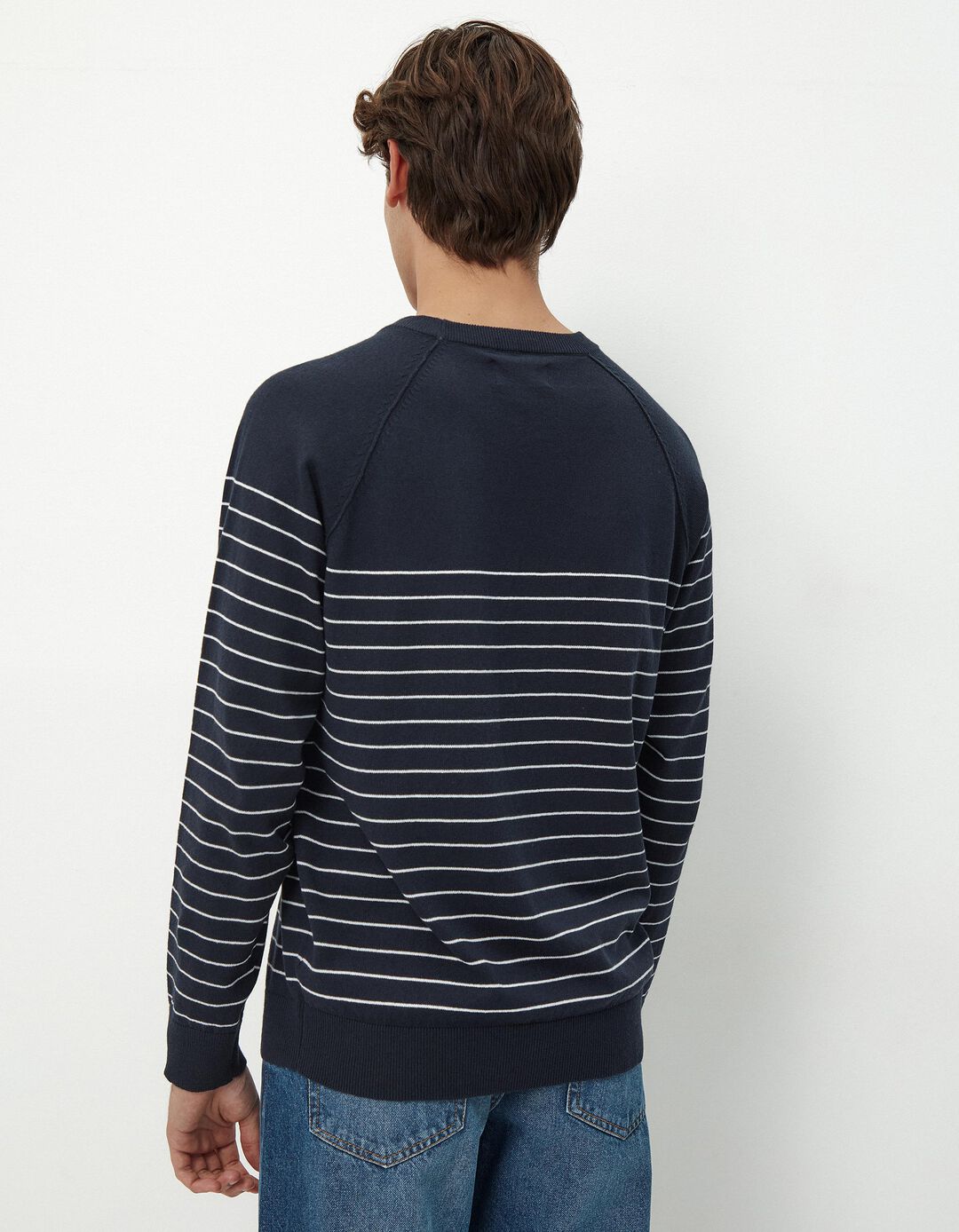 Camisola de Malha Riscas, Homem, Azul Escuro
