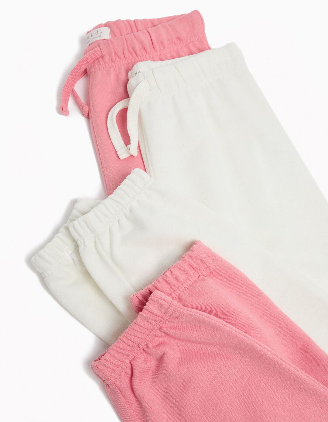Pack 2 Joggers de Felpa, Menina, Rosa Claro/Bege Claro