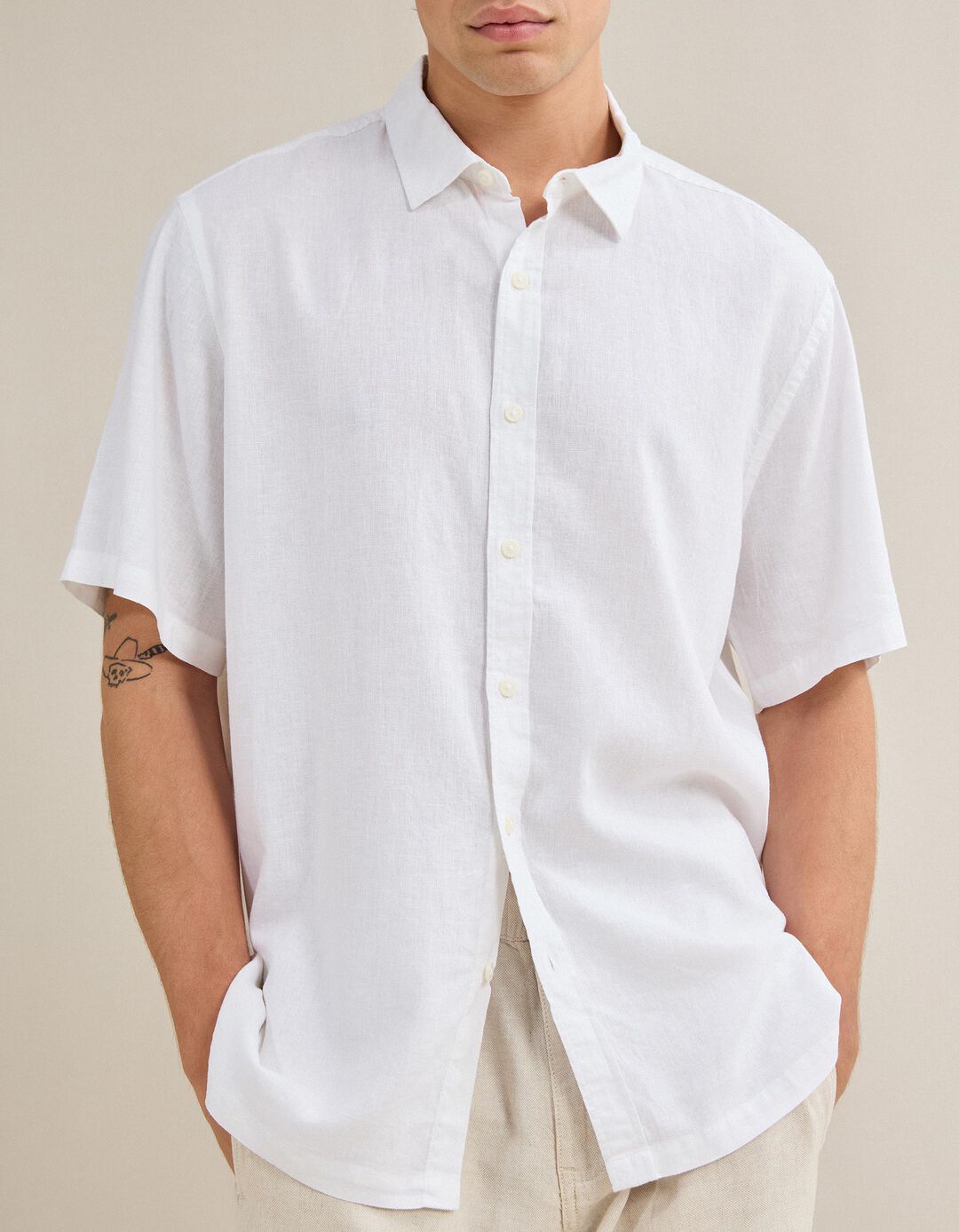 Camisa Com Linho, Homem, Branco