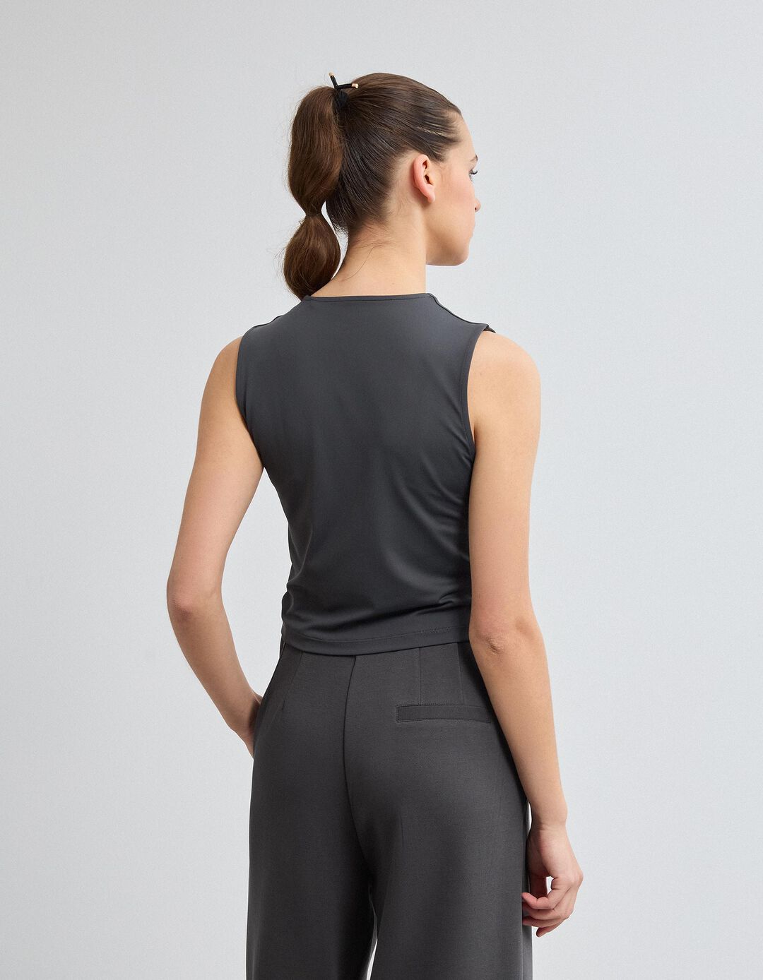 Top, Mulher, Cinzento