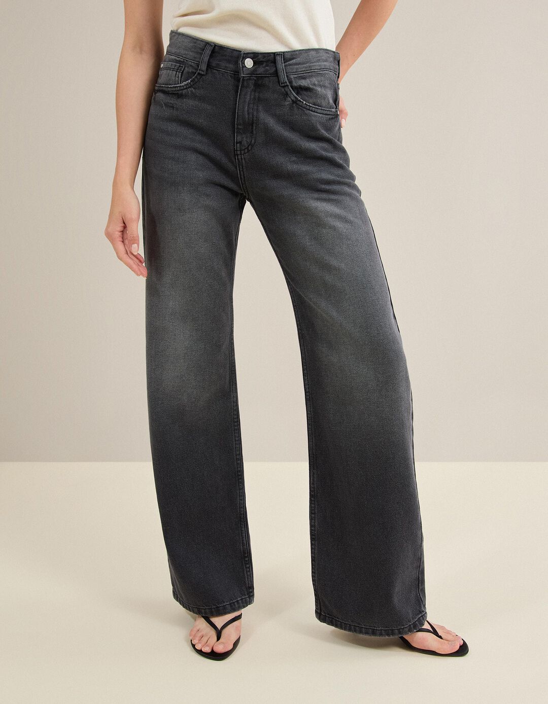 Cal&ccedil;as De Ganga 'Wide Leg', Mulher, Cinzento Escuro