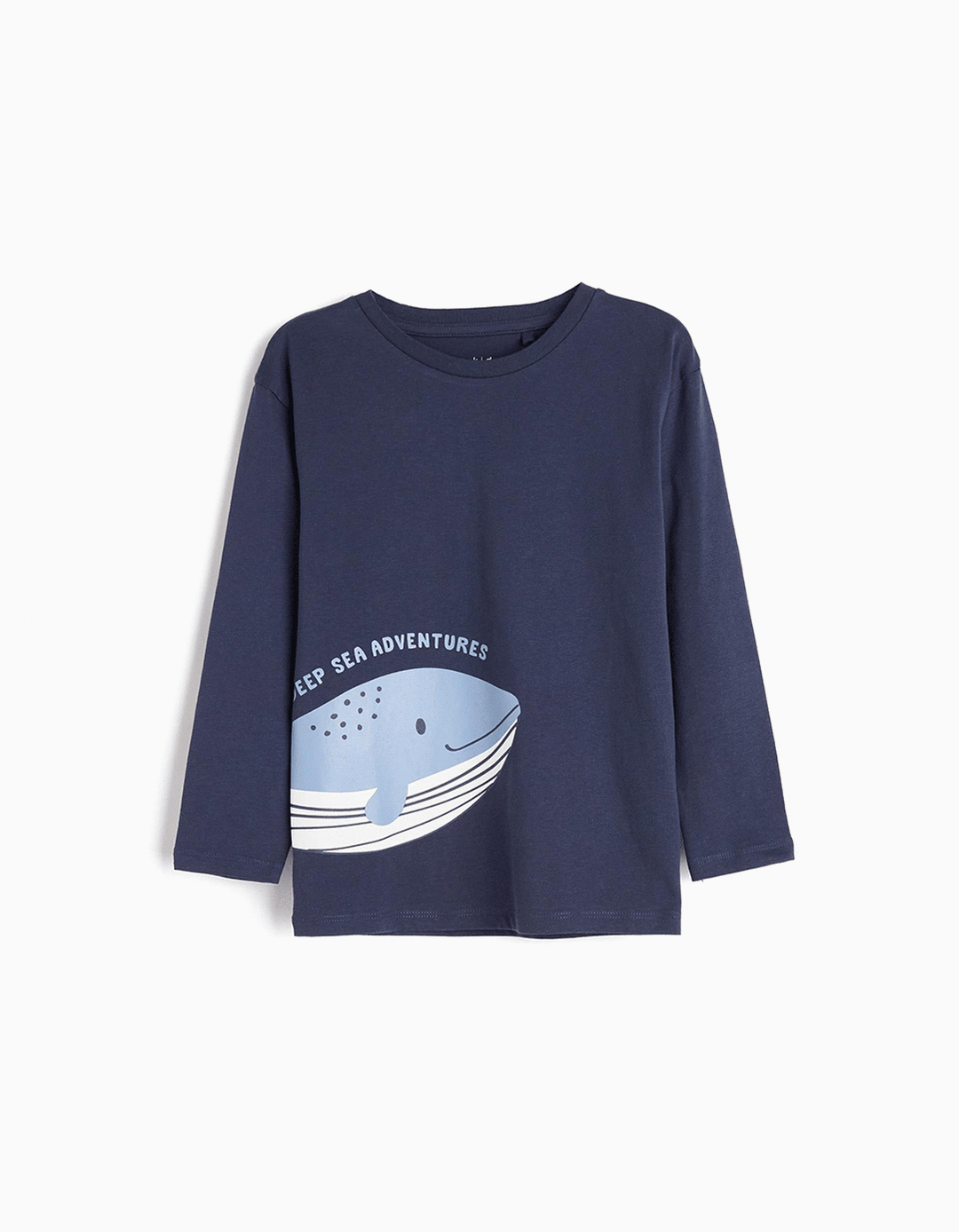 T-shirt Manga Comprida Estampado, Menino, Azul Escuro