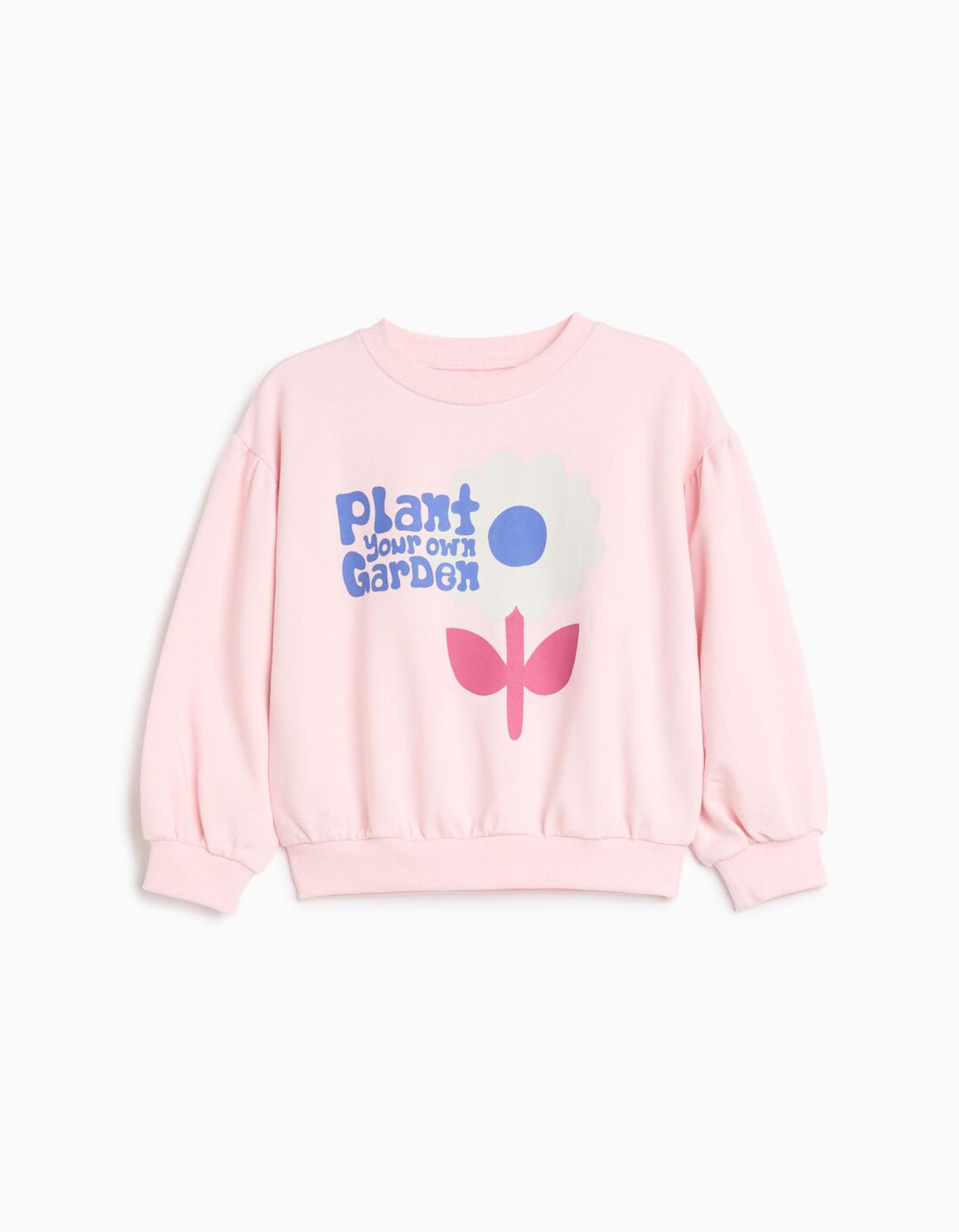 Sweatshirt De Felpa Estampada, Menina, Rosa Claro