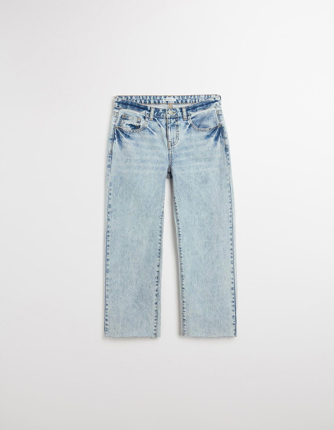 Calças de Ganga 'Straight Fit', Mulher, Azul Claro